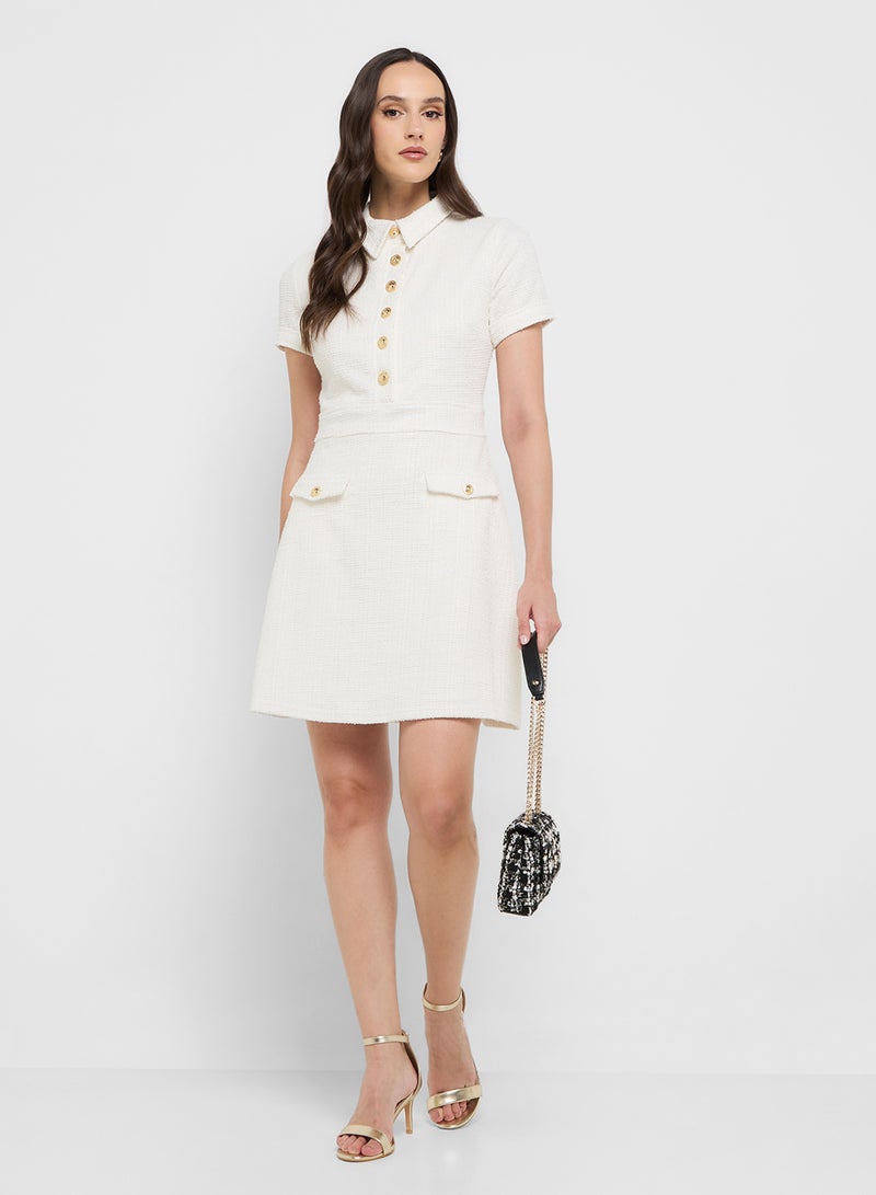 GUESS Tamara Belted Tweed Mini Dress  - Image 4