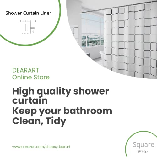 DEARARTBath Square White Shower Curtains for Bathroom, Thicken Fabric Shower Curtain Liner with 12 Hooks, 72''*72''inch Easy Care Easy Clear 100% Waterproof Hotel Quality and Machine Washable - Image 3