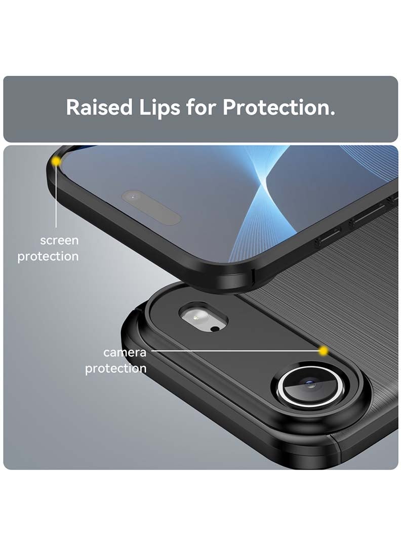 Case Up Case Compatible with Apple iPhone 17 Air , Premium Brushed Carbon Fiber Texture Cover [Camera Protection] Shockproof Soft Cover, Black - Image 3