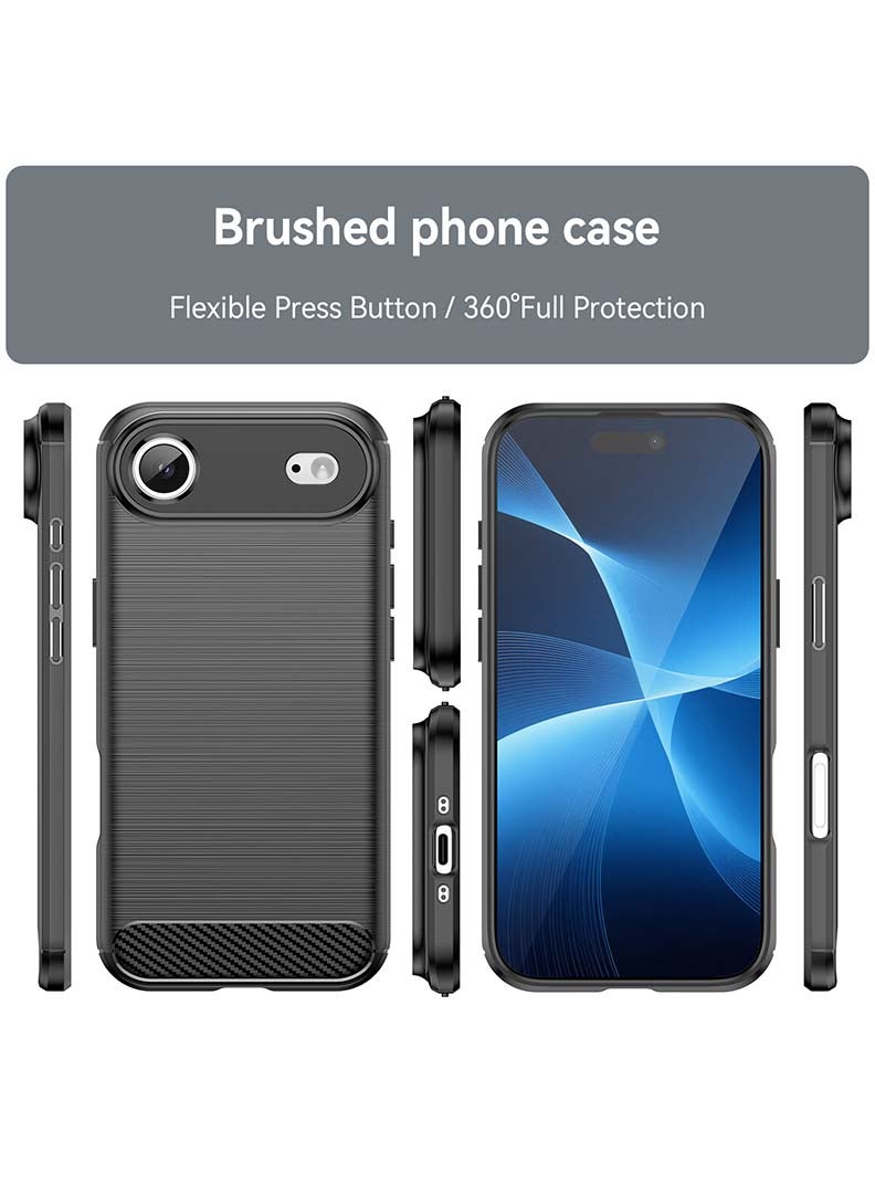 Case Up Case Compatible with Apple iPhone 17 Air , Premium Brushed Carbon Fiber Texture Cover [Camera Protection] Shockproof Soft Cover, Black - Image 2
