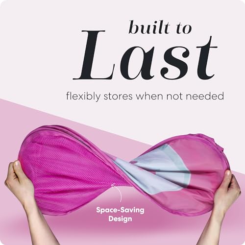 Handy Laundry Collapsible Mesh Pop Up Hamper with Wide Opening and Side Pocket - Breathable, Sturdy, Foldable, and Space-Saving Design for Clothes and Storage (Butterfly) - Image 4