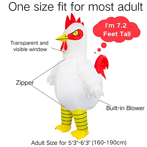 Stegosaurus Inflatable Chicken Costume for Adult, Blow up Rooster Costumes Ride On Chicken Costume Halloween Funny Costume Cosplay Easter - Image 2