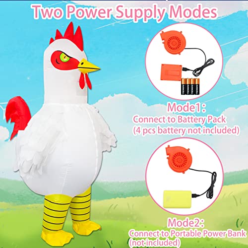 Stegosaurus Inflatable Chicken Costume for Adult, Blow up Rooster Costumes Ride On Chicken Costume Halloween Funny Costume Cosplay Easter - Image 3