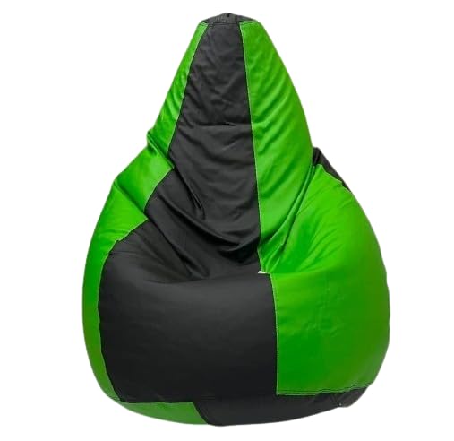 OHSTORE Premium Bean Bag Chair Ultra Comfortable Durable Faux Leather Cover Lightweight Ergonomic Lounge Seat for Home Office Gaming Relaxation Blackgreen 3XLBB - Image 1