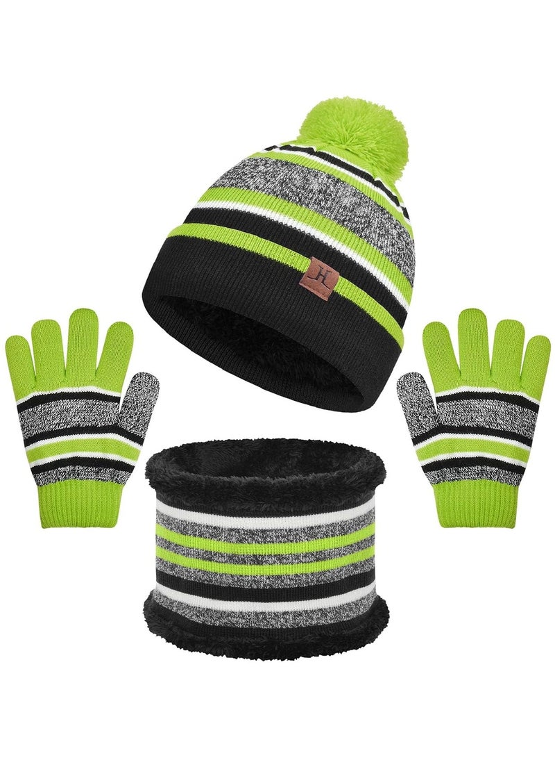 CMGTYYD. طقم قبعات وقفازات وشاح للأطفال، طقم قبعات وقفازات شتوية محبوكة للأولاد قبعة شتوية للأطفال، طقم قبعات وقفازات للأطفال، قبعة وقفازات تدفئة للرقبة تعمل باللمس، هدية للأطفال من سن 1-8 سنوات للبنات والأولاد - Image 1