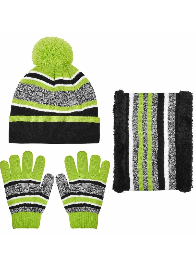 CMGTYYD. طقم قبعات وقفازات وشاح للأطفال، طقم قبعات وقفازات شتوية محبوكة للأولاد قبعة شتوية للأطفال، طقم قبعات وقفازات للأطفال، قبعة وقفازات تدفئة للرقبة تعمل باللمس، هدية للأطفال من سن 1-8 سنوات للبنات والأولاد - Image 2