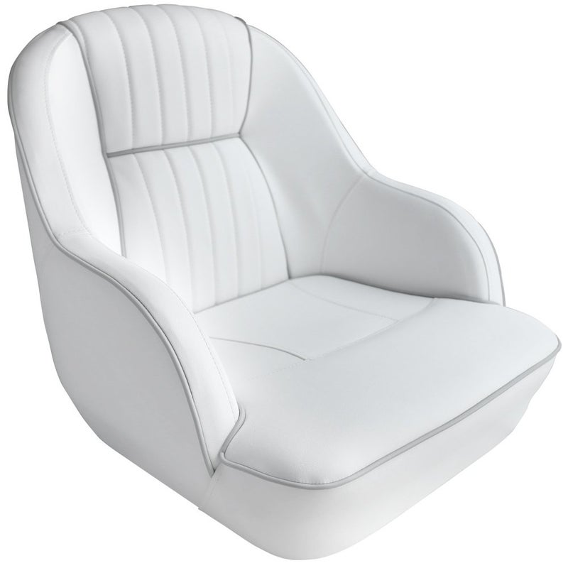 Leader Accessories Pontoon Captains Bucket Seat Boat Seat WhiteGray piping
