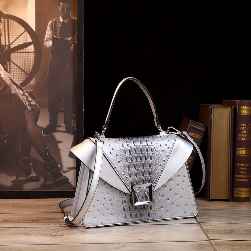 Fashion Crocodile Style Women'S Bag Elegant Ostrich Style Hand Wings Bag All-Match Crossbody Middle-Aged Mother Soft Leather Hand Bag - Image 1