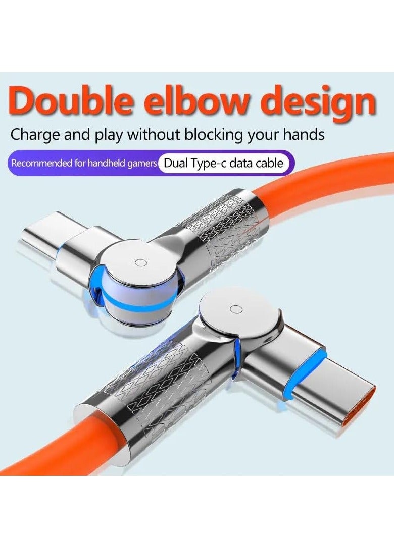USB C Charger 120W, 180-Degree Type-C to Type-C Fast Charging Cable – Ultra-Durable, Right-Angle Design, High-Speed Data Transfer for Laptops, Tablets, Smartphones/ 0.5M - Image 1