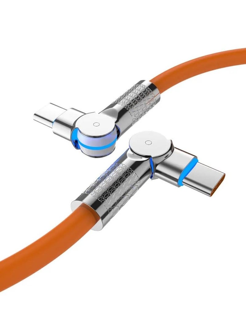 USB C Charger 120W, 180-Degree Type-C to Type-C Fast Charging Cable – Ultra-Durable, Right-Angle Design, High-Speed Data Transfer for Laptops, Tablets, Smartphones/ 0.5M - Image 3