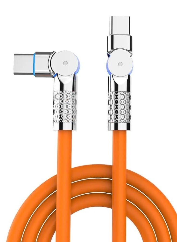 USB C Charger 120W, 180-Degree Type-C to Type-C Fast Charging Cable – Ultra-Durable, Right-Angle Design, High-Speed Data Transfer for Laptops, Tablets, Smartphones/ 0.5M - Image 4