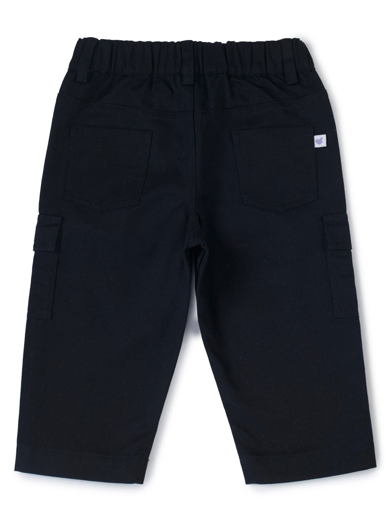 Pranava Organic Cotton Cargo Pants - Black for Boys - Image 3