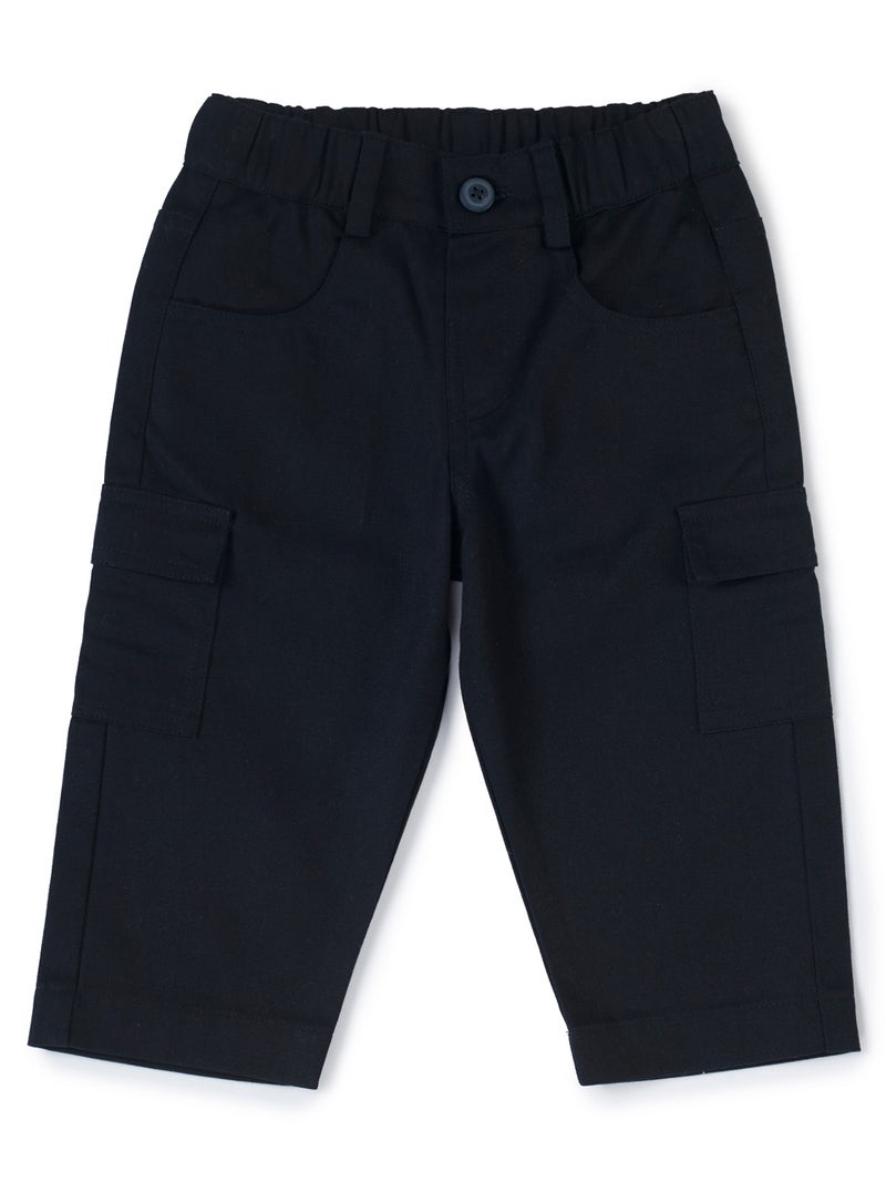 Pranava Organic Cotton Cargo Pants - Black for Boys - Image 2