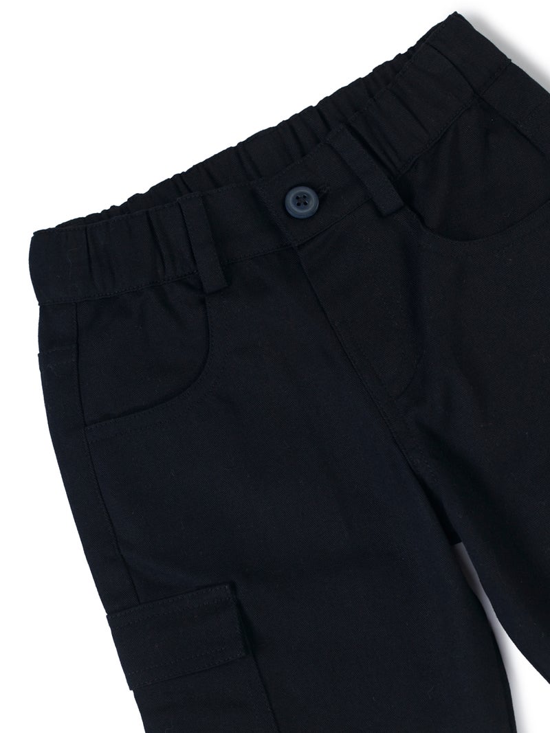 Pranava Organic Cotton Cargo Pants - Black for Boys - Image 4