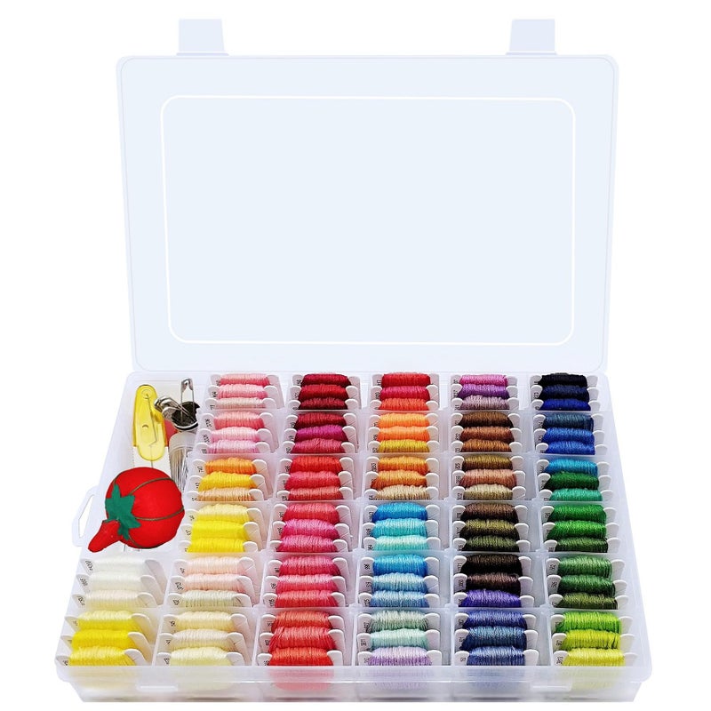 Peirich Embroidery Floss Cross Stitch Supplies, Friendship Bracelets String Kit Embroidery Floss Kit Cross Stitch Kits with Organizer Sewing Boxes Cross Stitch Tools - Gift for Christmas Birthday - Image 1