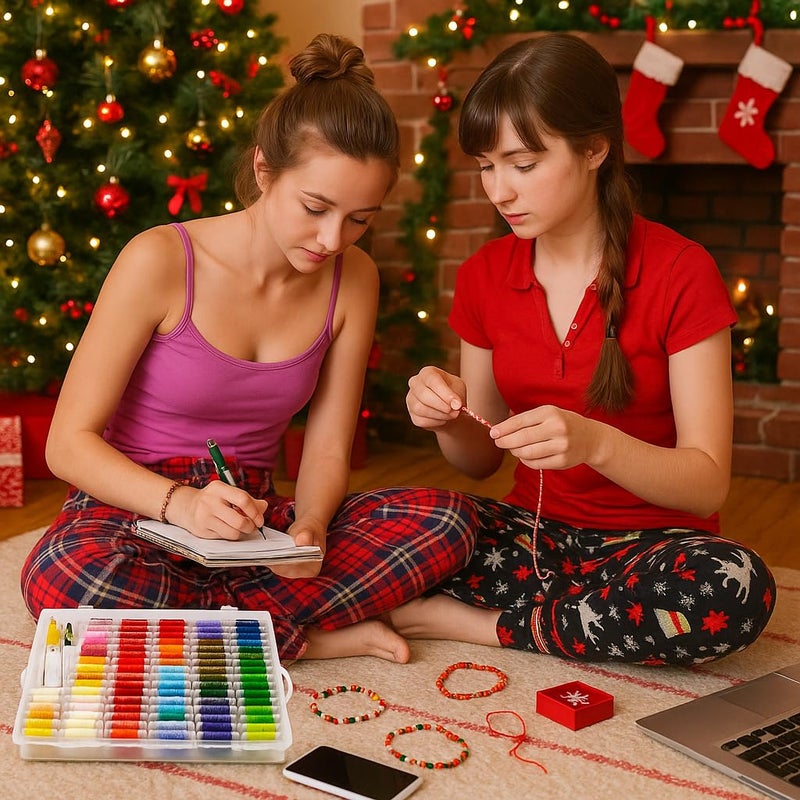 Peirich Embroidery Floss Cross Stitch Supplies, Friendship Bracelets String Kit Embroidery Floss Kit Cross Stitch Kits with Organizer Sewing Boxes Cross Stitch Tools - Gift for Christmas Birthday - Image 3