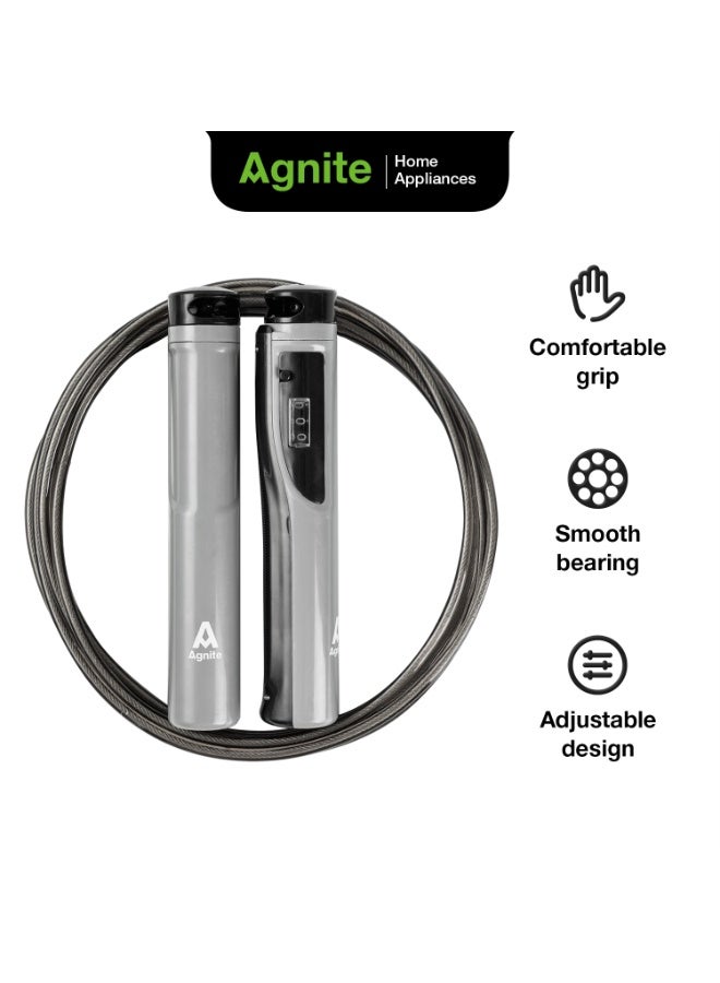 Deli Agnite Smart Jump Rope with Counter - 2.8m Adjustable Length, Calorie Tracker, Anti-Slip Foam Handles & Wear-Resistant Steel Wire (Black) - Image 2