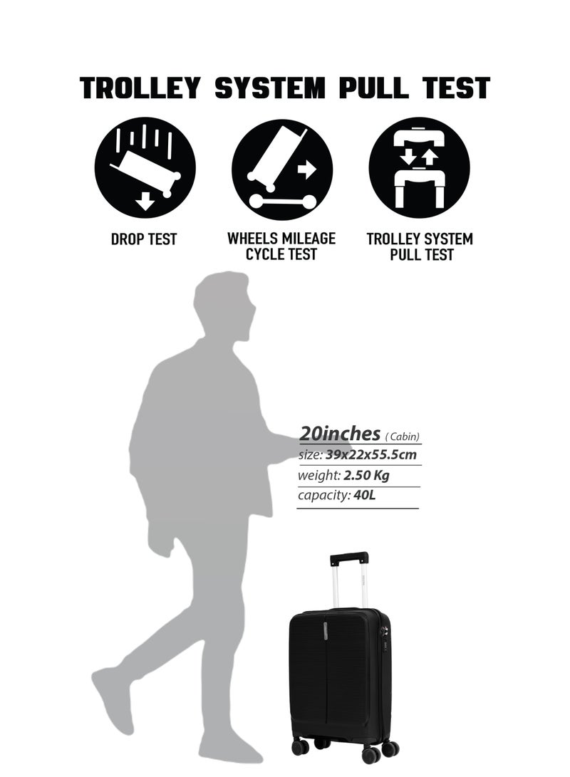 بارا جون حقيبة أمتعة AeroMax الفاخرة المصنوعة من مادة البولي بروبيلين مقاس 20 بوصة مزودة بـ 8 عجلات دوارة وقفل مركب - حقيبة سفر خفيفة الوزن للرجال والنساء - لون أسود - Image 5