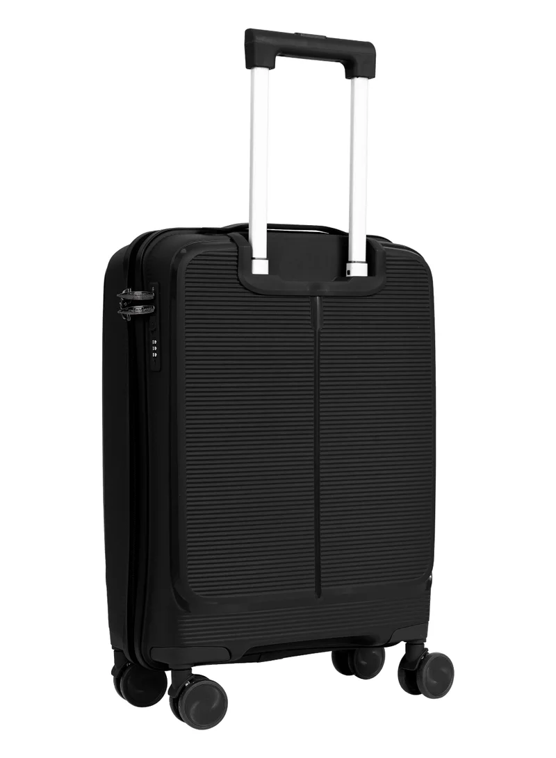 PARAJOHN Para 20-Inch Small PP Hard Case Cabin Luggage Trolley Bag – 10kg Capacity, 8 Spinner Wheels & Lock, Black