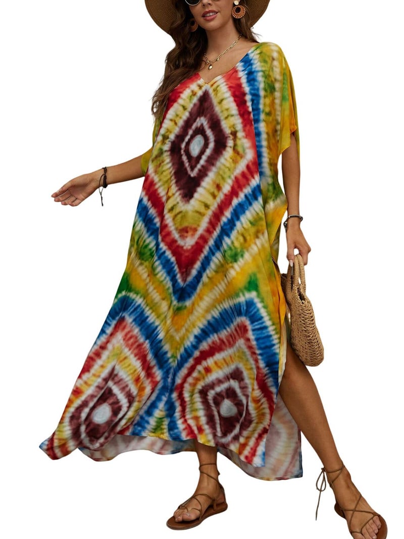 IMAGEKOPE Kaftan Dresses for Women Plus Size Bathing Suit Cover up Caftan Maxi Beach Dresses - Image 1