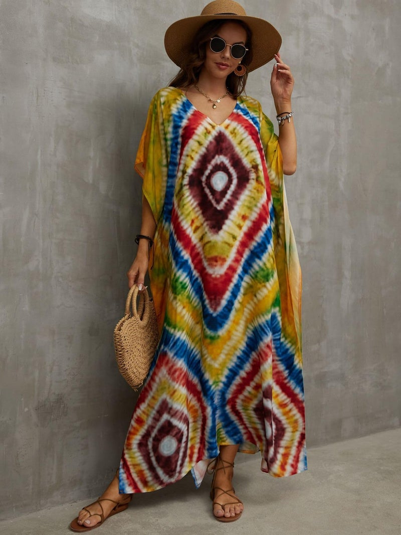 IMAGEKOPE Kaftan Dresses for Women Plus Size Bathing Suit Cover up Caftan Maxi Beach Dresses - Image 2
