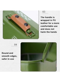 General Outdoor Tool Storage Box Portable Camping Picnic Suitcase Metal Tool Storage Box Sundries Storage Box with Handle (Green Toolbox No Printing + Handguard + Small Sticker + Wooden Board + Inner Lining + Large Sticker)  - Image 5