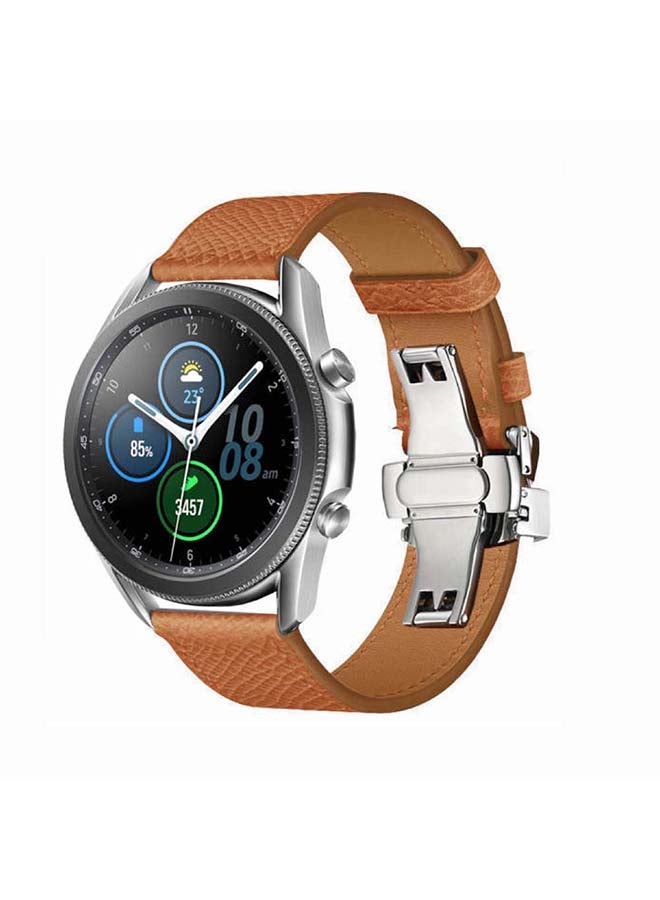 بيرفيي سوار بديل من الجلد الطبيعي لساعة سامسونج جالاكسي 3 مقاس 45 مم بني - Image 2