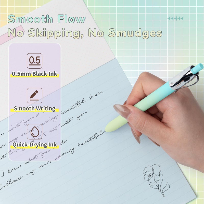 YOXMJDB 5 Pcs Gel Pens, 0.5mm Black Ink Fine Point Quick-Drying Retractable Pens with Metal Clip, Smooth Writing Pens for School & Office, Journaling & Note Taking (5 Pcs Z4 Aurora) - Image 3