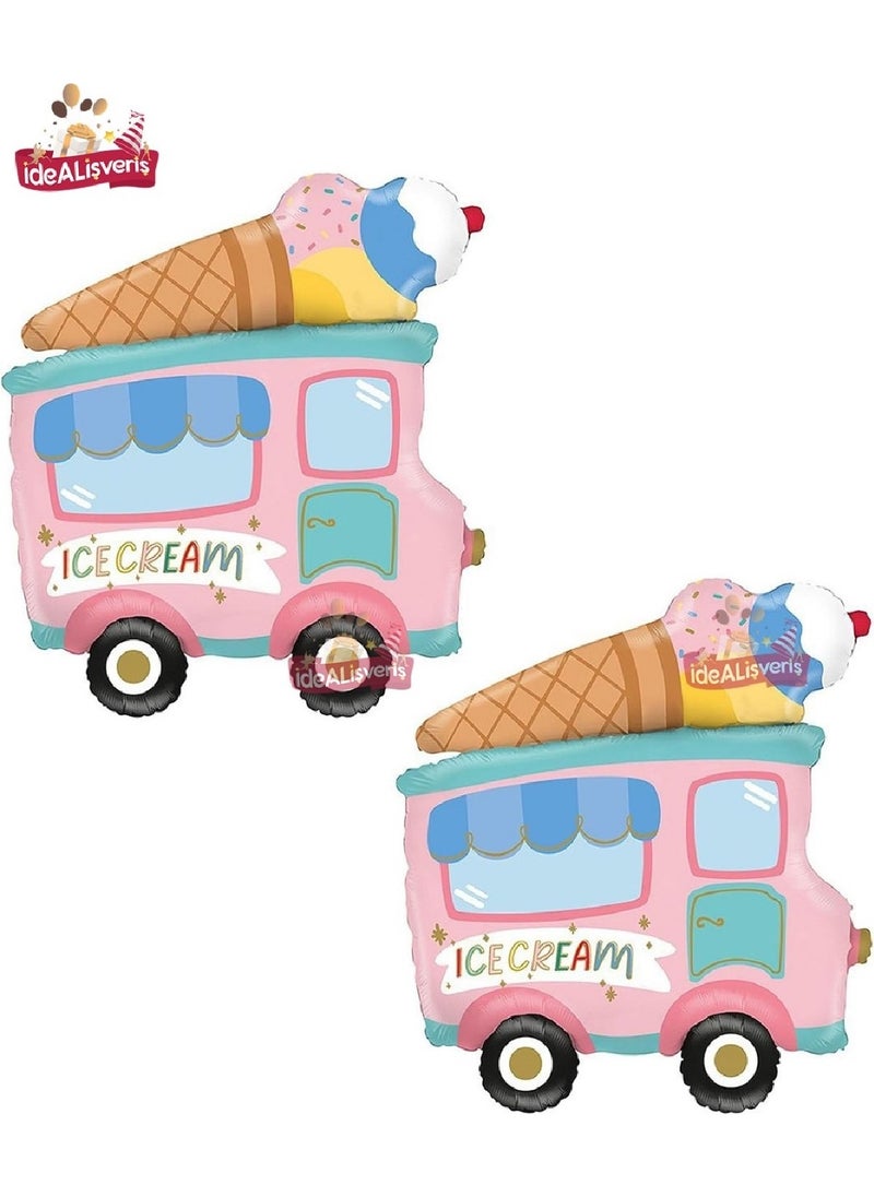 Bkmc Party - 1 Piece Ice Cream Truck Shaped Foil Balloons Birthday Balloon Hawaii Themed Party - Image 1