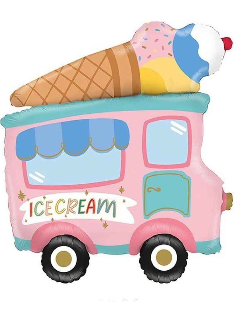 Bkmc Party - 1 Piece Ice Cream Truck Shaped Foil Balloons Birthday Balloon Hawaii Themed Party - Image 1