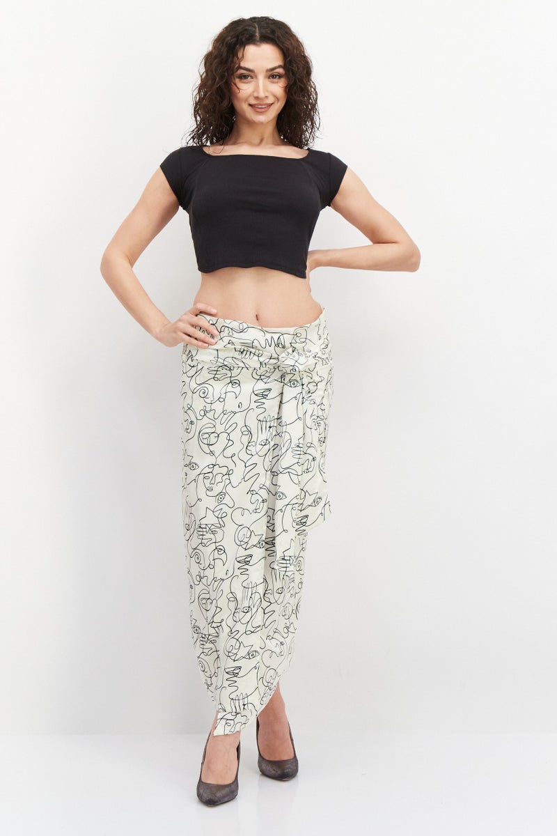 Never fully Dressed Women All Over Print Midi Skirt, Cream - Image 3