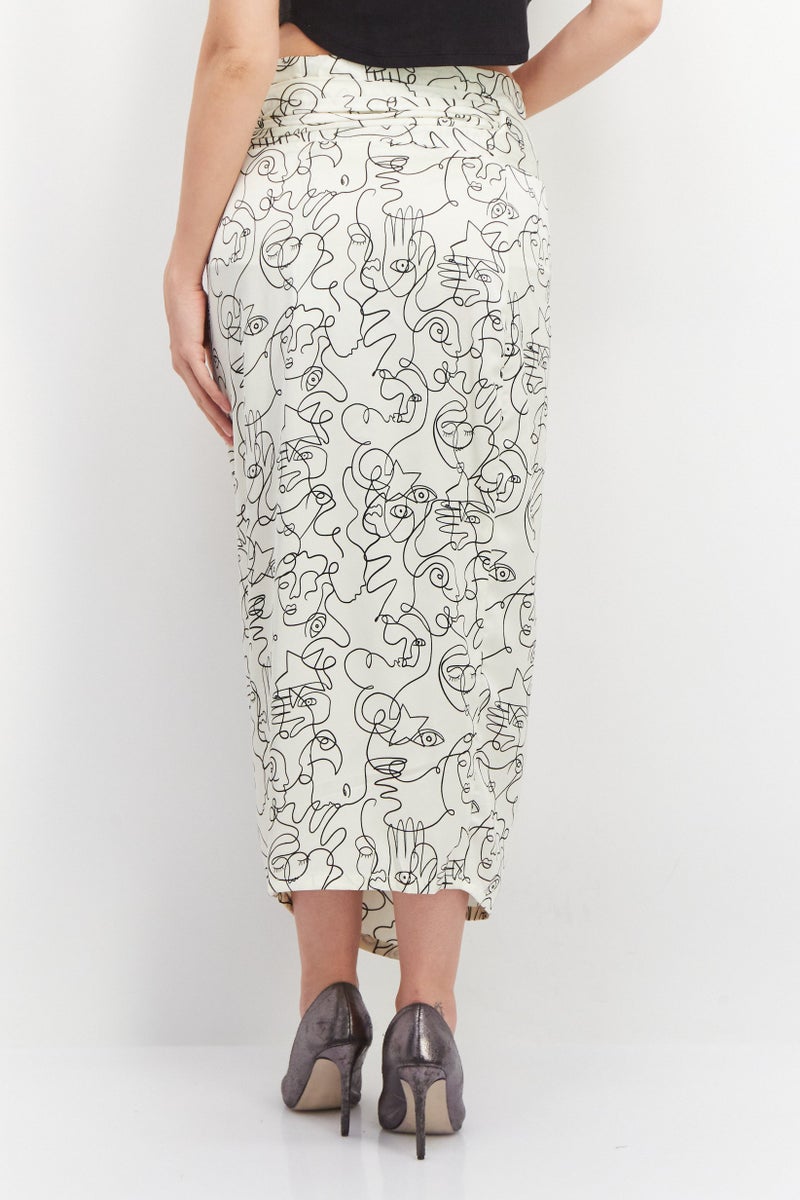 Never fully Dressed Women All Over Print Midi Skirt, Cream - Image 2
