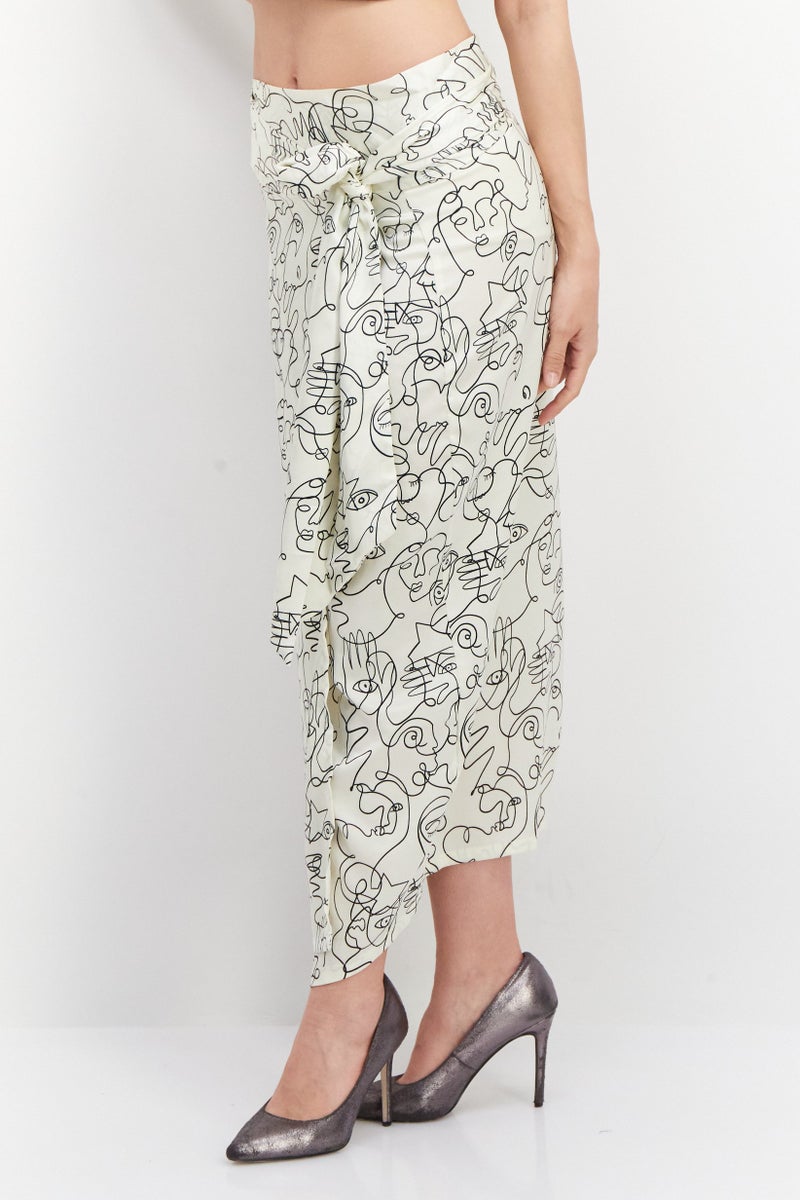 Never fully Dressed Women All Over Print Midi Skirt, Cream - Image 4