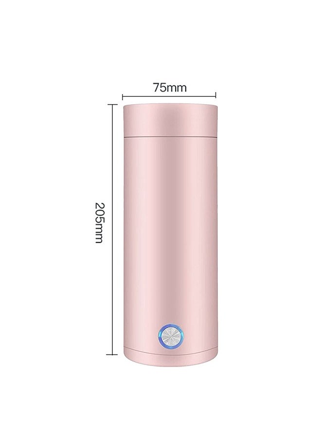 XiuWoo - Portable Electric Kettle 400ml Travel Tea Kettle with Non stick Coating Double Wall Water Boiler Bottle Insulated Coffee Thermos Mug Fast Boil and Auto Shut Off Hot Water Heater (Pink) - Image 1