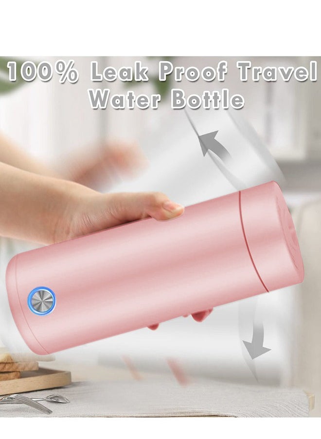 XiuWoo Portable Electric Kettle 400ml Travel Tea Kettle with Non stick Coating Double Wall Water Boiler Bottle Insulated Coffee Thermos Mug Fast Boil and Auto Shut Off Hot Water Heater (Pink)  - Image 5