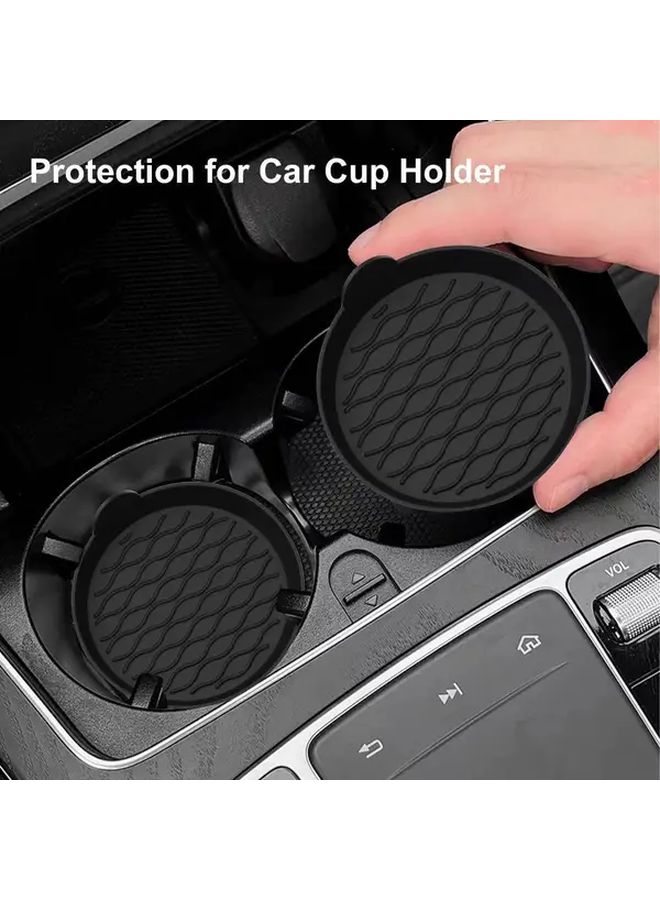 Black 2 Pack Silicone Car Cup Holder Mats Anti Slip Circular Coaster - Image 3