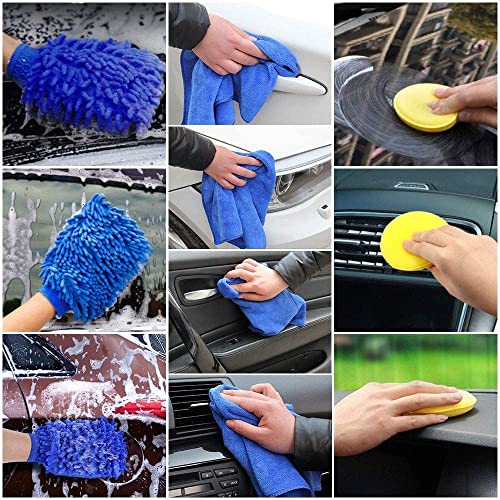 KBZONE Car Detailing Brush Set, Exterior Interior Car Detail Kit Auto Cleaning Brush for Wheels Detail Brushes, Wheel Brush, Wash Mitt,Vent Brush,Wax Applicator Pads,Towels,Wire Brushs (15 PCS) - Image 3