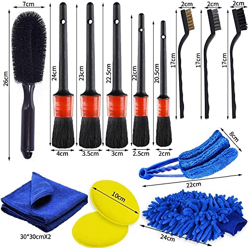 KBZONE Car Detailing Brush Set, Exterior Interior Car Detail Kit Auto Cleaning Brush for Wheels Detail Brushes, Wheel Brush, Wash Mitt,Vent Brush,Wax Applicator Pads,Towels,Wire Brushs (15 PCS) - Image 2