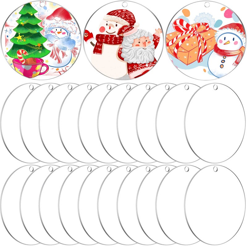 Caffox 50Pcs Acrylic Ornament Blanks Caffox 3 Inch Round Circle Bulk for Vinyl Clear Discs Keychain with Hole Engraving DIY Projects and Art Crafts 004 Inch Thick Acrylic Blanks