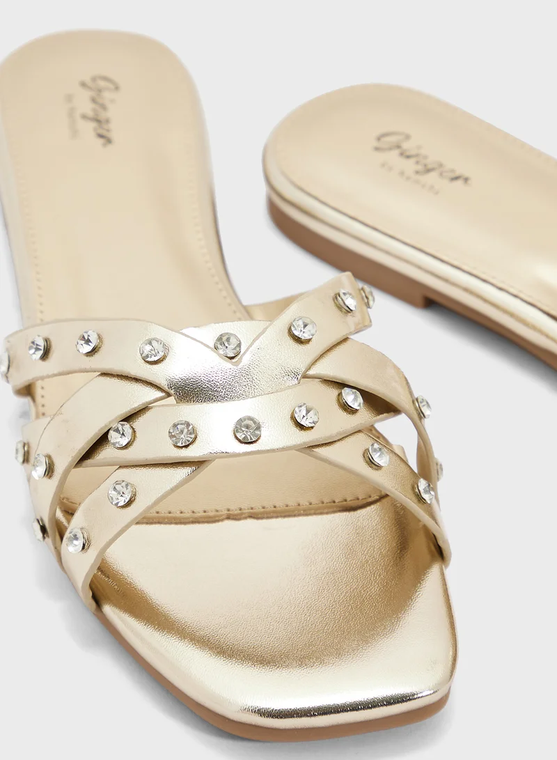 Ginger Studded Flat Sandal