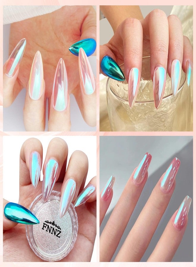 FNNZ Unicorn Chrome Nail Powder, Aurora Unichrome Mermaid Aurora Nail Powder Pigment Pearlescent Nail Art Glitter Decoration for Home DIY Nail Salon Manicure - Winter Snow - Image 5
