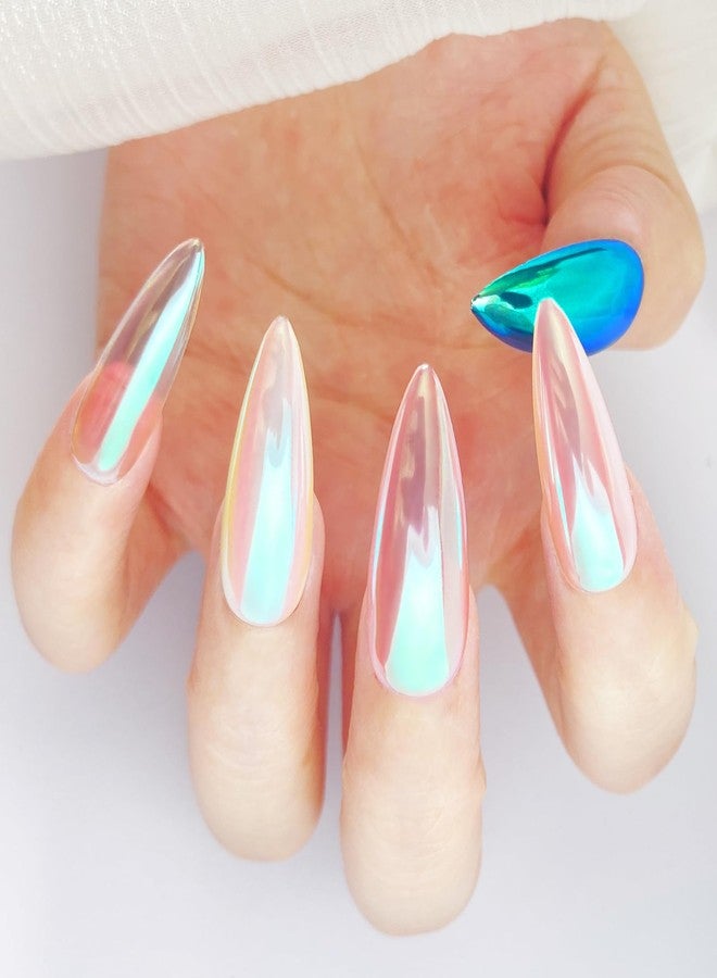 FNNZ Unicorn Chrome Nail Powder, Aurora Unichrome Mermaid Aurora Nail Powder Pigment Pearlescent Nail Art Glitter Decoration for Home DIY Nail Salon Manicure - Winter Snow - Image 2