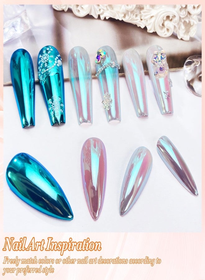 FNNZ Unicorn Chrome Nail Powder, Aurora Unichrome Mermaid Aurora Nail Powder Pigment Pearlescent Nail Art Glitter Decoration for Home DIY Nail Salon Manicure - Winter Snow - Image 4