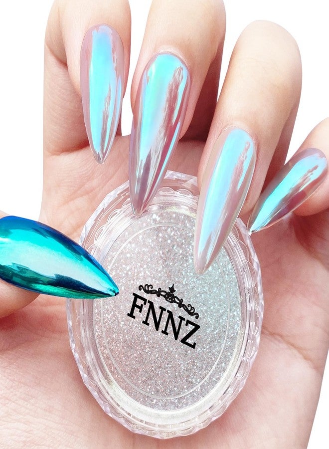 FNNZ Unicorn Chrome Nail Powder, Aurora Unichrome Mermaid Aurora Nail Powder Pigment Pearlescent Nail Art Glitter Decoration for Home DIY Nail Salon Manicure - Winter Snow - Image 1