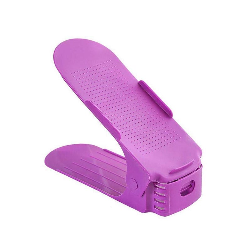 CONNECTWIDE CONNECTWIDE Shoe Slots Space Saver for Closet Organization Adjustable Shoe Stacker Space Saver for Double Deck Shoe Rack Holder Space Saver Rack Holder Size 9x11x24 cm 1 pc Purple  - Image 1