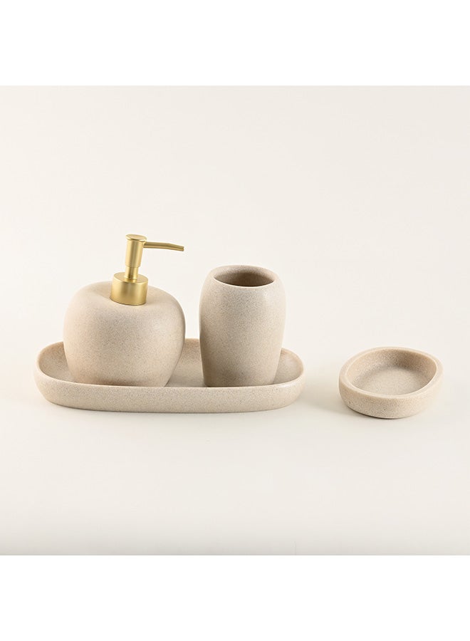 Homez 4Pcs Resin Bathroom Accessories Set In Beige - Image 1
