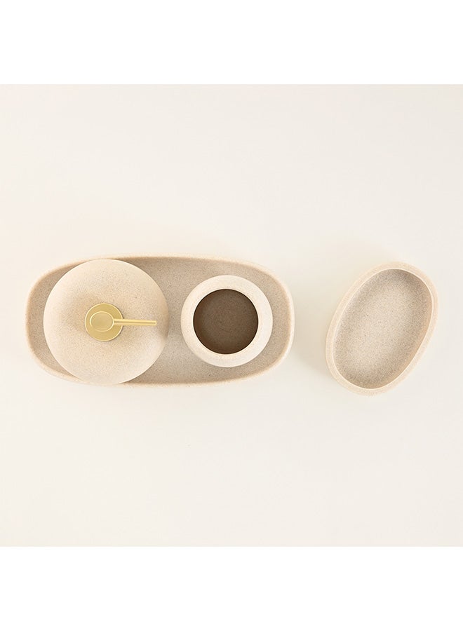 Homez 4Pcs Resin Bathroom Accessories Set In Beige - Image 3