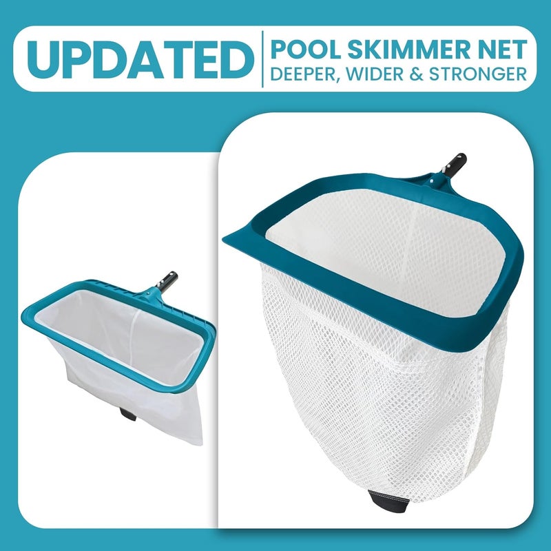 POOLWHALE Pool Skimmer Net - Upgrade Swimming Leaf Rake with Extra Wide Scoop Edge, Fine Mesh Nets for Pool Cleaning Leaves, Debris (Not Pole) - Image 2
