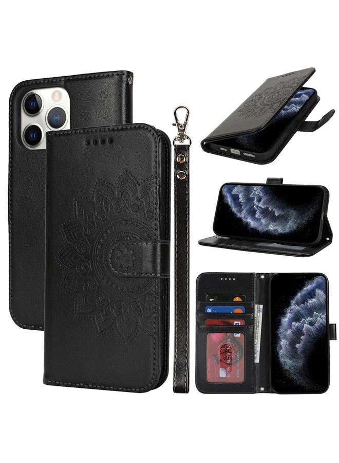 اس-توب جراب هاتف iPhone 11 Pro مصنوع من الجلد المنقوش المزدوج القابل للطي - Image 1