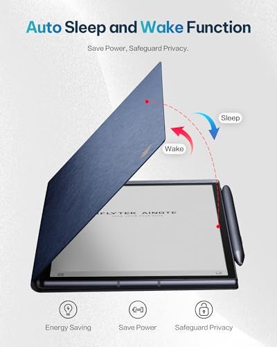 iFLYTEK Protective Folio Case for iFLYTEK AINOTE Air2 Note-Taking Tablet 8.2", Premium PU Leather, Slim& Lightweight, Durable Cover with a Pen Clip for E-Ink Writing Tablet, Water and Dustproof, Blue - Image 5